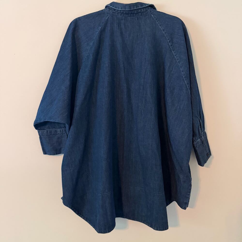 Beaumont Organic 100% Organic Cotton Denim Button Down Shirt Blouse Batwing Sz M - Picture 9 of 9